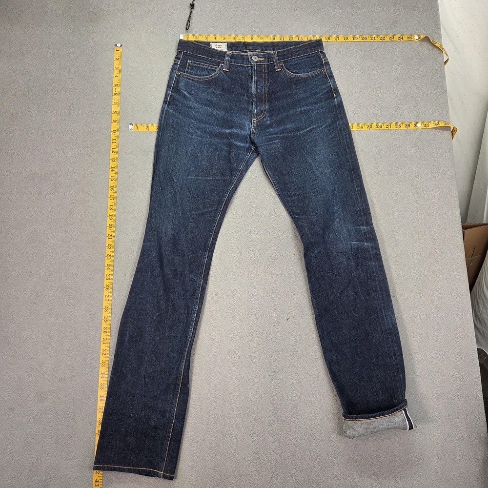 Raw Denim Selvedge Jeans Mens Indigo Blue Slim‎ Straight Fits 30x32